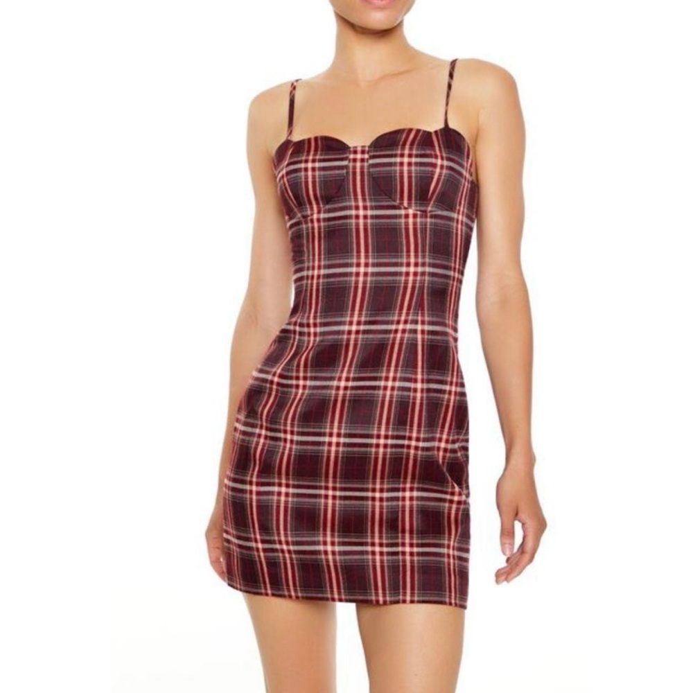 Forever 21 Plaid Heart Bustier Strappy Mini Dress Small